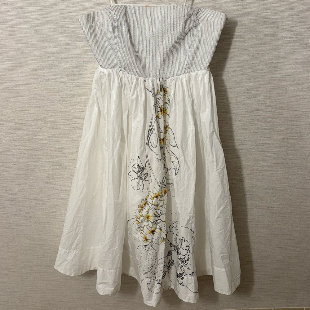 Anthropologie Maeve Strapless Floral Print Cotton Dress